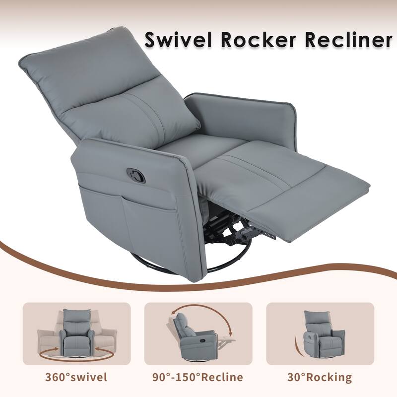 Rocking Recliner Chair,360 Degree Swivel Nursery Rocking Chair,Glider Chair,Modern Small Rocking Swivel Recliner Chair