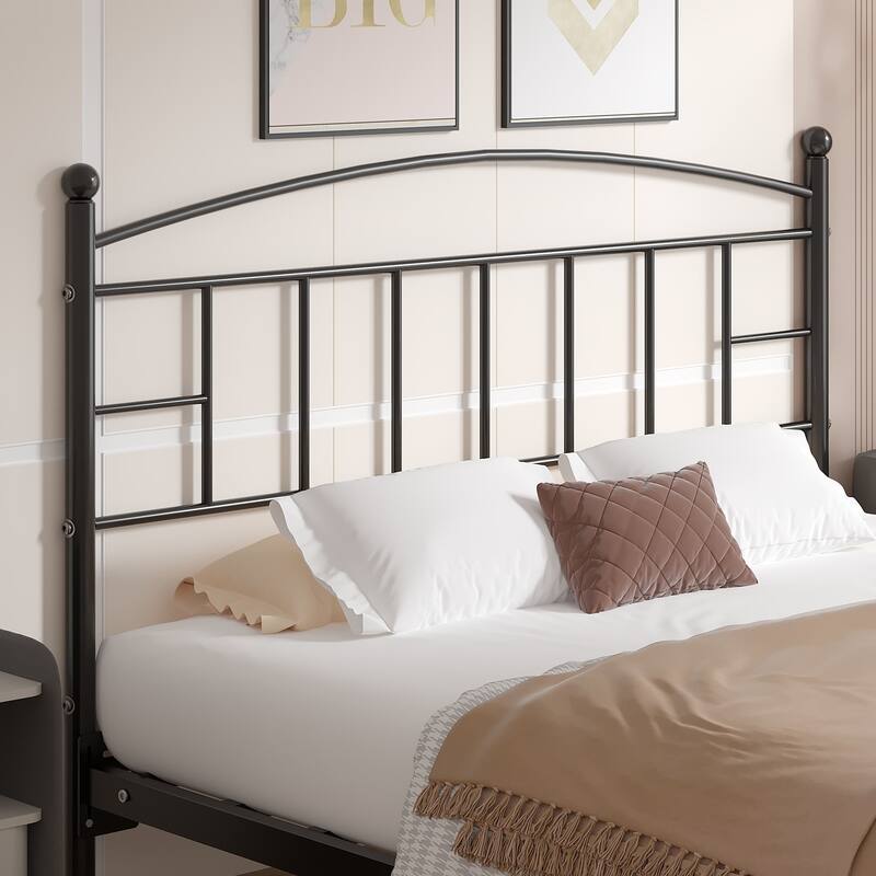 Javlergo Full/Queen/King Size Victorian Style Black Metal Headboard Heavy Duty Steel Curved Headboard Only for Bedroom - Queen