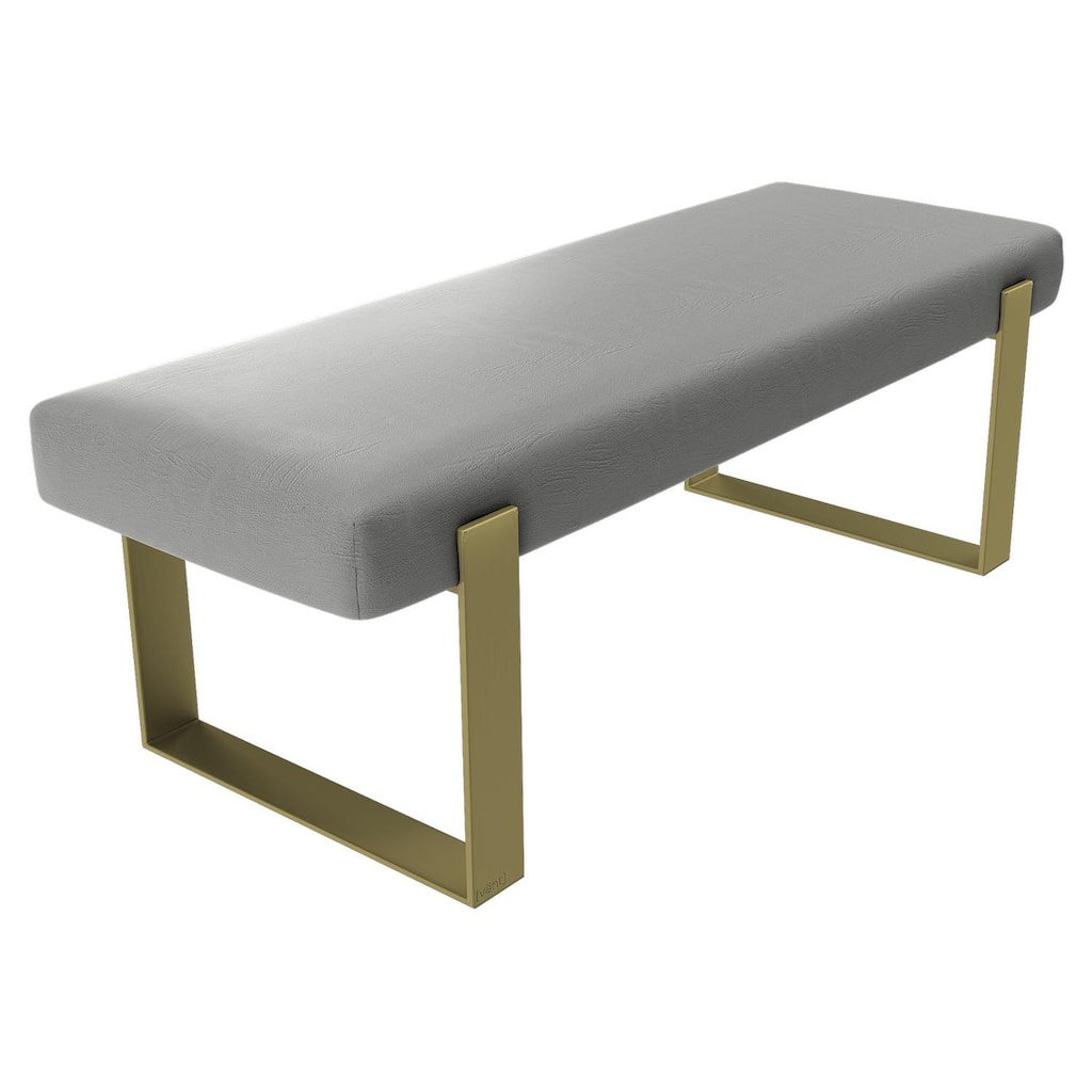 Vant Upholstered Bed Bench - Vintage Leather Light Grey-Burnished Brass