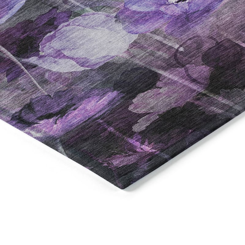 Machine Washable Indoor/ Outdoor Chantille Modern Floral Rug