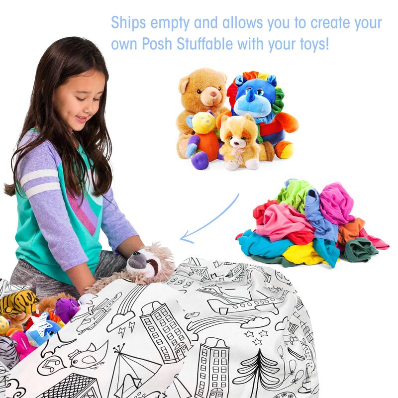 Kids' Stuffed Animal Storage Bean Bag Chair Cover or Toy Organizer