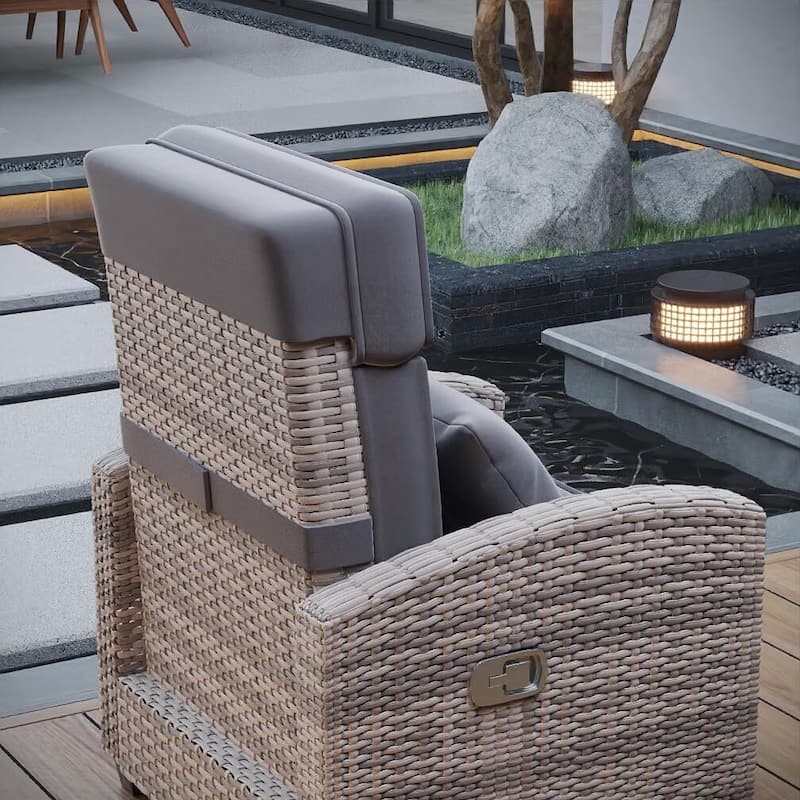 Outdoor Rattan Recliner Chair with Removable Cushion