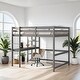 preview thumbnail 1 of 9, Elegant Study Full Loft Bed with built-in desk, Space-saving, Grey Grey