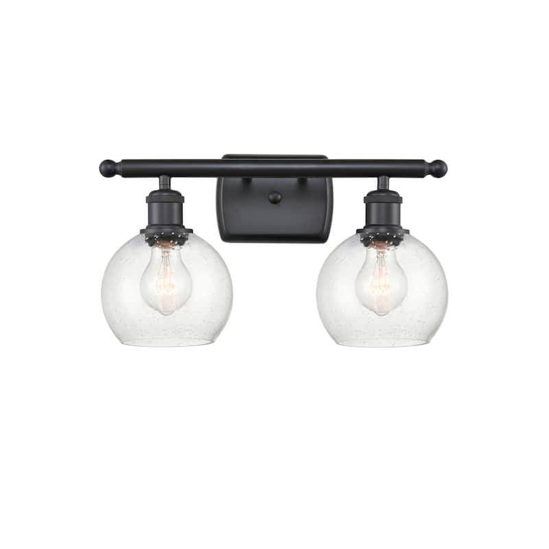 Innovations Lighting 516-2W-9-16 Athens Vanity Athens 2 Light 16" Wide - Matte Black / Seedy