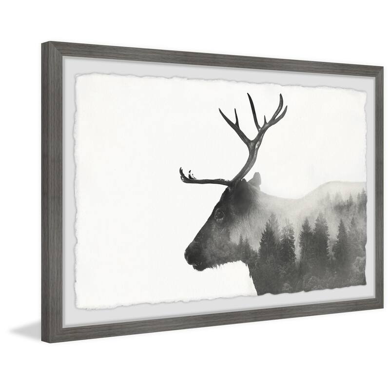 Reindeer Wall Art Print Framed, French Country Canvas Painting, Living Room Decor, Home Wall Hanging 12x8
