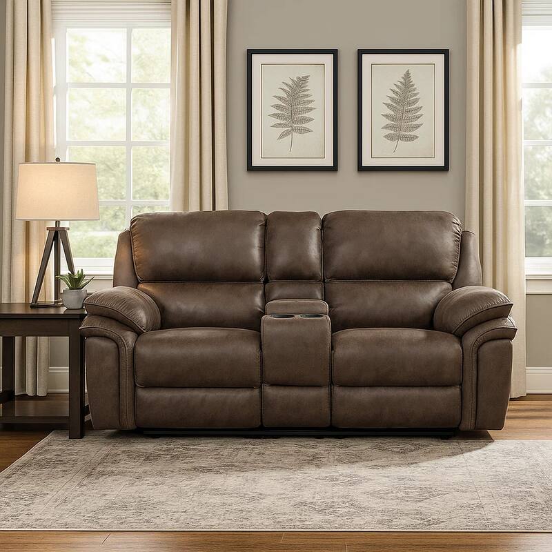 Tony 80 Inch Power Double Recliner Loveseat, Console Cupholders, USB, Brown