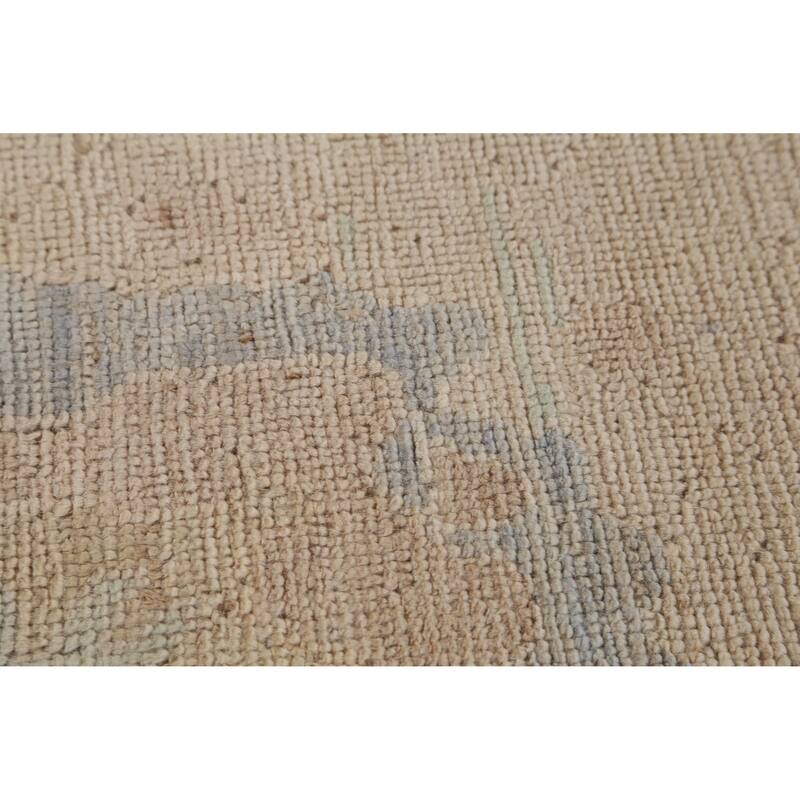 Hand Knotted Oriental 100% Wool Carpet Transitional All-Over Beige & Ivories Oushak Area Rug - 13' 8'' X 10' 1''