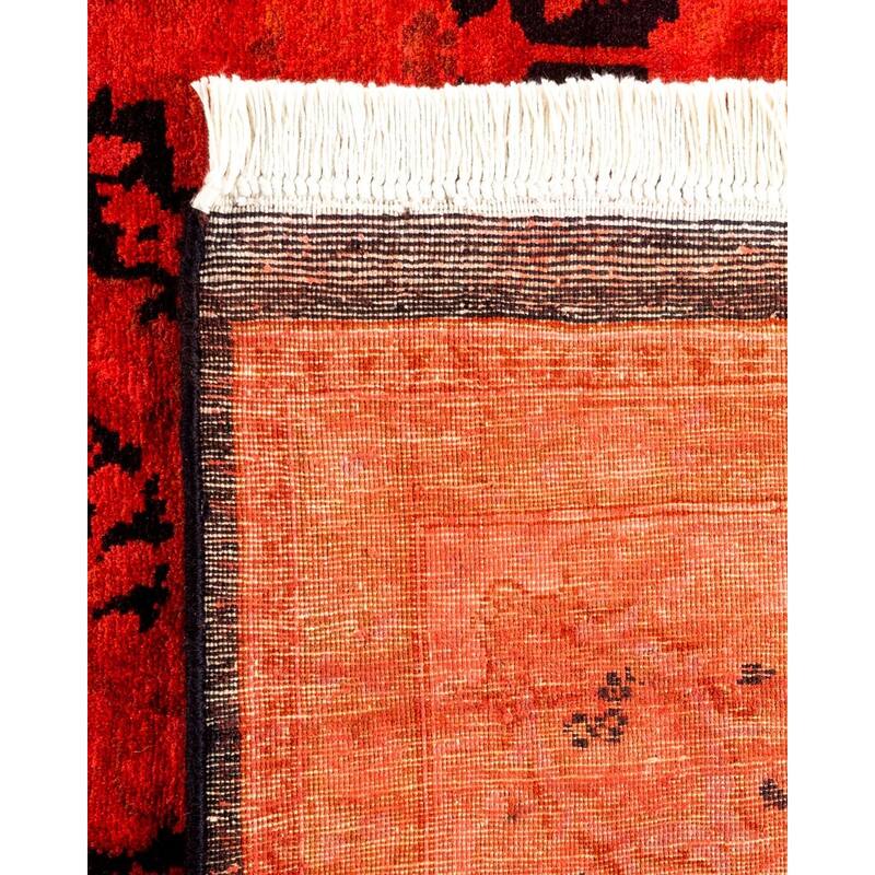 Overton Hand Knotted Wool Vintage Inspired Modern Contemporary Overdyed Orange Area Rug - 6' 2" x 8' 10"