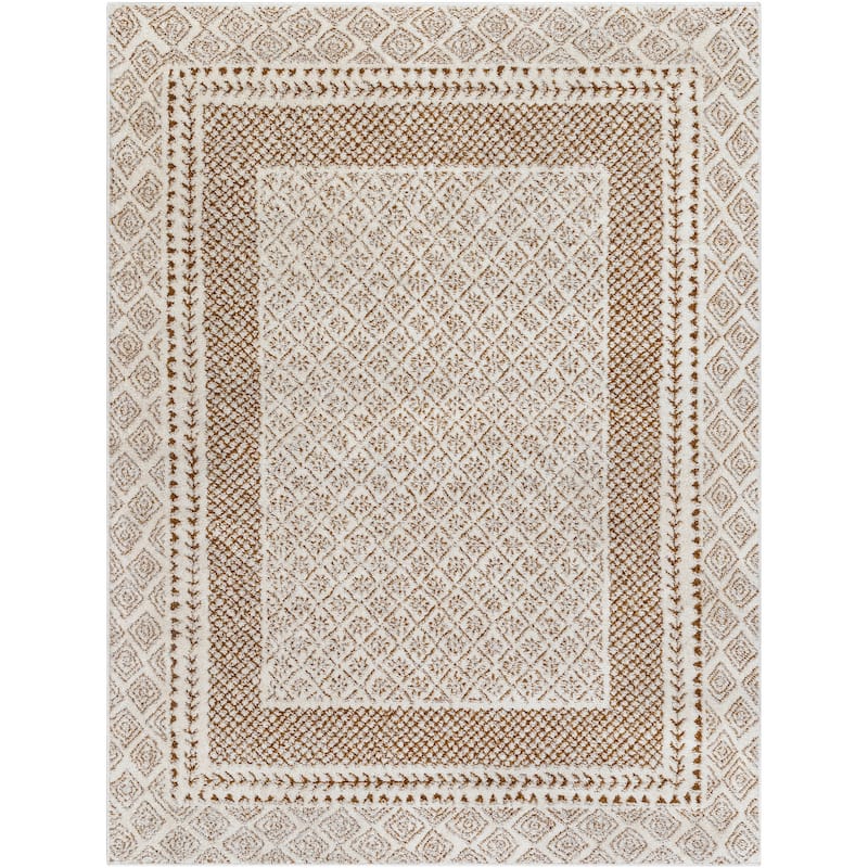 Livabliss Freud Bohemian Bordered Area Rug - 2' 8" x 7' 3" - Brown/Cream