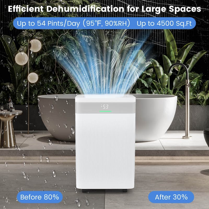 Costway 54 Pints Dehumidifier with 3 Modes LED Display For Home 4500 - See Details