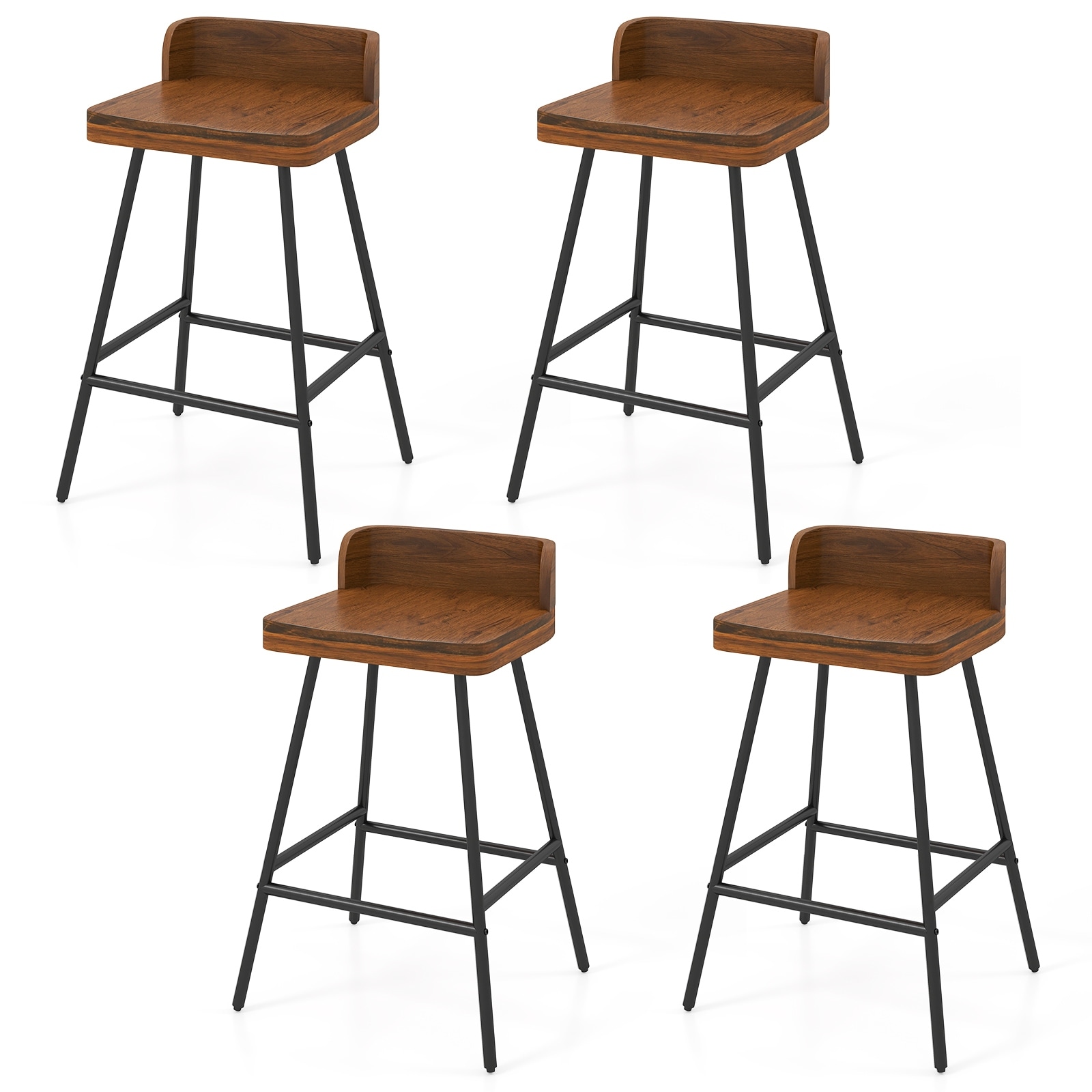 Gymax 4PCS 24'' Counter Height Bar Stool w/Low Back Metal Legs