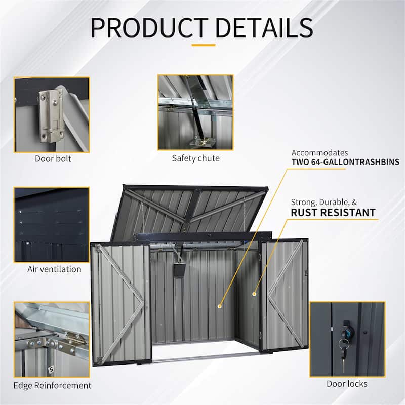 Outdoor Metal Garbage Bin Shed