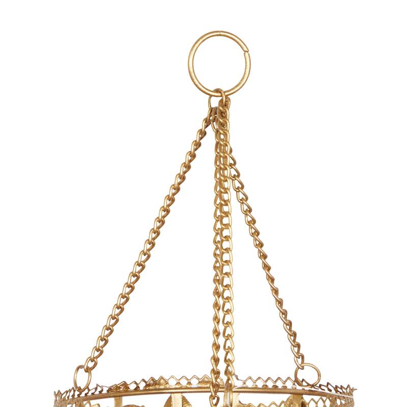 Metal Leaf Indoor Outdoor Windchime with Glass Beads and Cone Bells - Brown - Roche River Decor