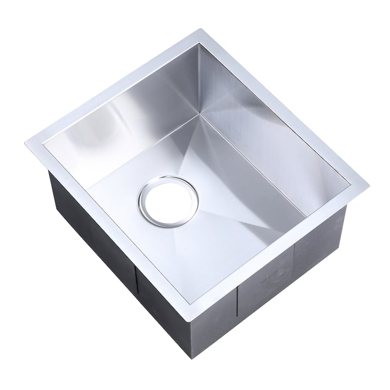 Luxier BBS16-18Z 16" Single Bowl Stainless Steel Undermount Bar Sink - 16