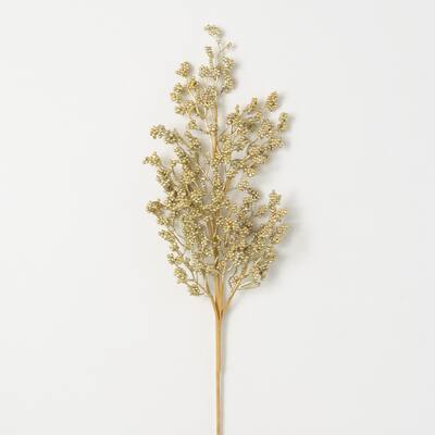33.5" Artificial Gold Glittered Berry Spray