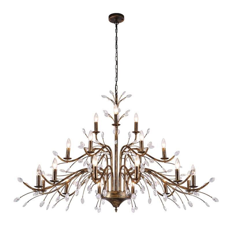 Farmhouse Retro Tree Branch Crystal Chandelier Candle-Style Pendant Light