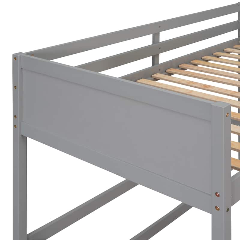 Minimalist Twin Size Loft Bed with Ladder and Guardrails