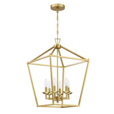 Gold Chandelier 4/6 Handing Pendant Light Candle Style Geometric Chandelier for Dining room