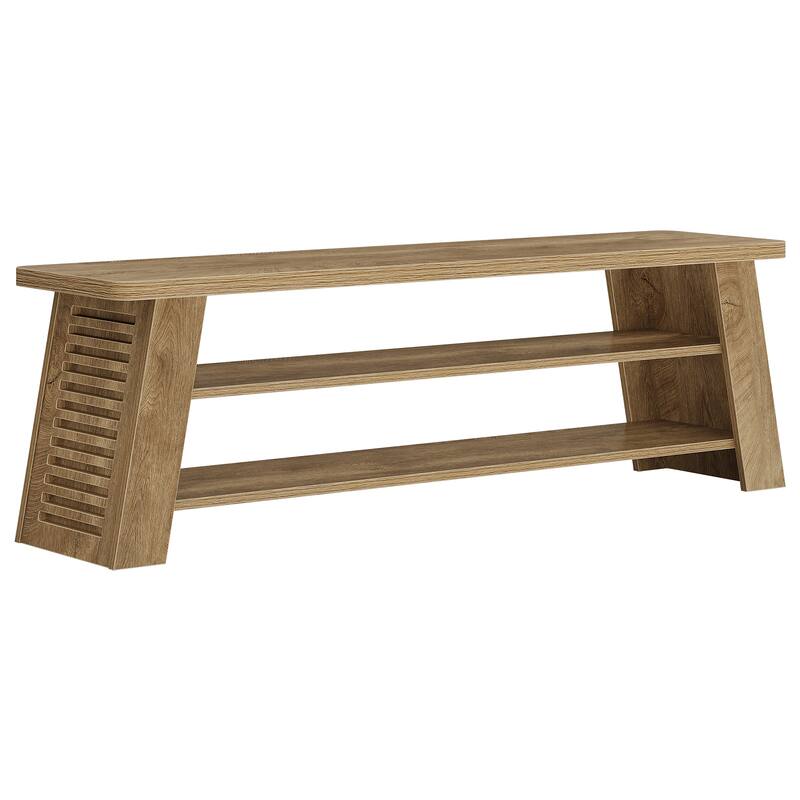 3-Tier Entryway Shoe Bench with Storage Shelf for Living Room, Wooden End of Bed Bench for Bedroom, Dining Bench for Dining Room