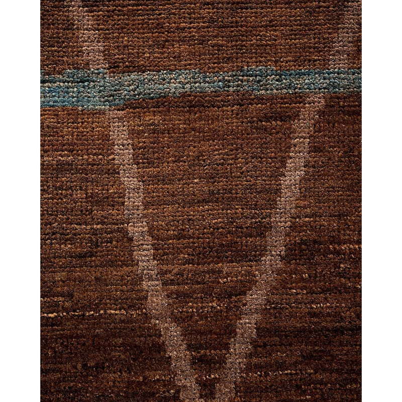 Overton Hand Knotted Wool Vintage Inspired Modern Contemporary Overdyed Brown Area Rug - 6' 2" x 8' 10"