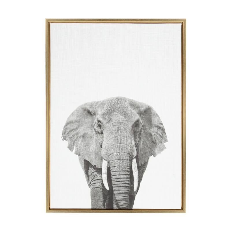 Sylvie Elephant Framed Canvas Wall Art by Simon Te Tai, Gold 23x33