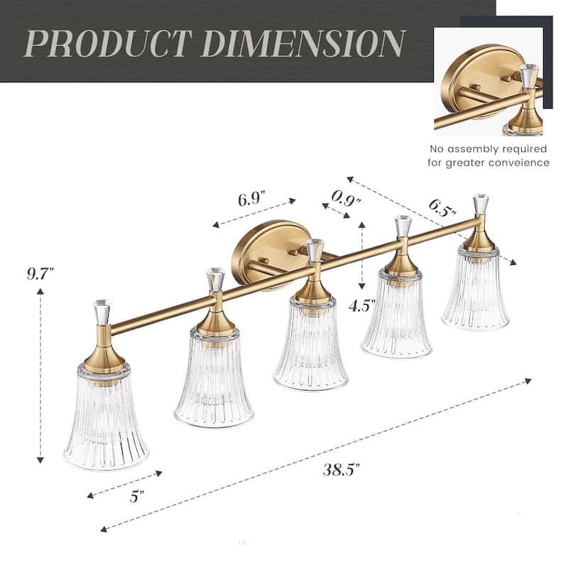 5-Light Bathroom Vanity Lights for Bathroom