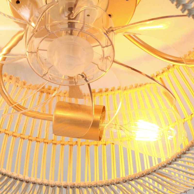 20" 4-Light Farmhouse Flush Mount Ceiling Fan with Light