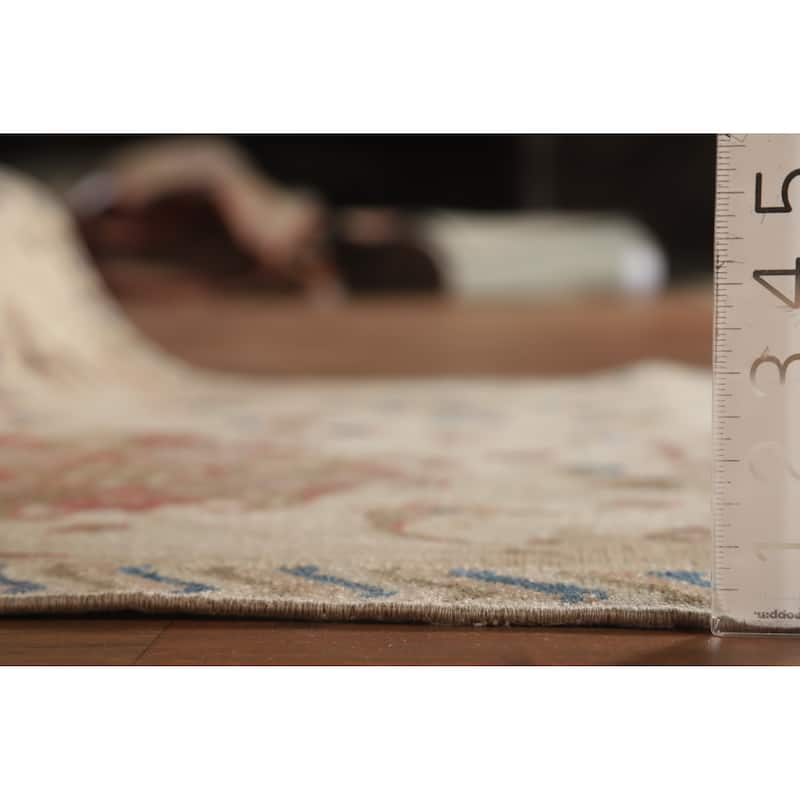 Hand Knotted Oriental 100% Wool Carpet Traditional All-Over Beige & Ivories Tabriz Runner Rug - 11' 1'' X 3' 3''