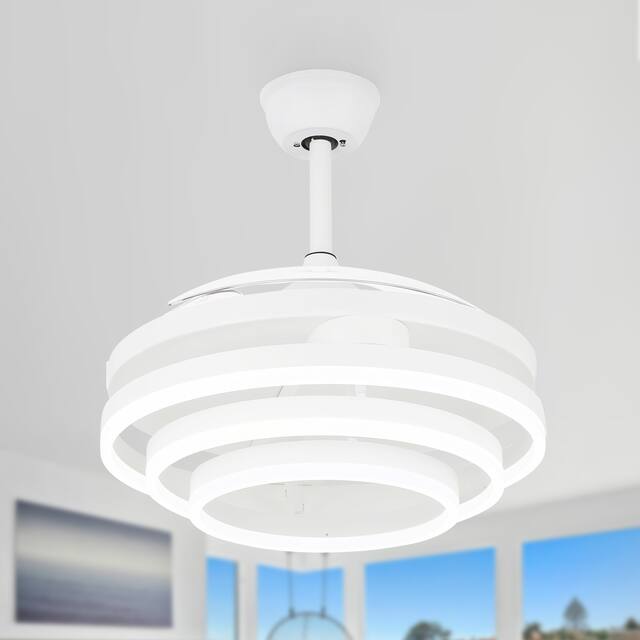 Oaks Aura 42in. LED DIY Shape Retractable Modern Ceiling Fan With Lights, 6-Speed Latest DC Motor Remote Control Ceiling Fan