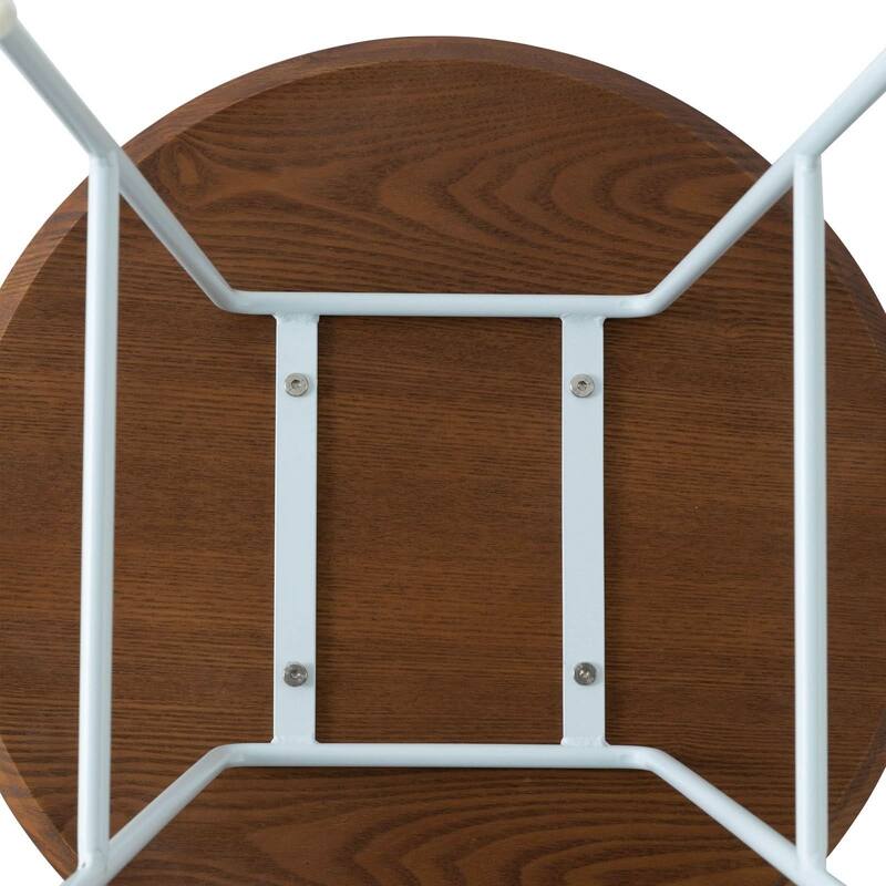 Rossmore Round Side Table MDF Wood Tabletop and White Stainless Steel Frame Accent End Tables
