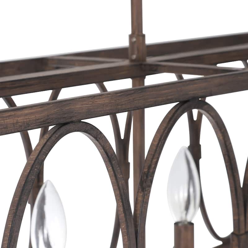 6-light Antique Wood Linear Chandelier/ Island Fixture