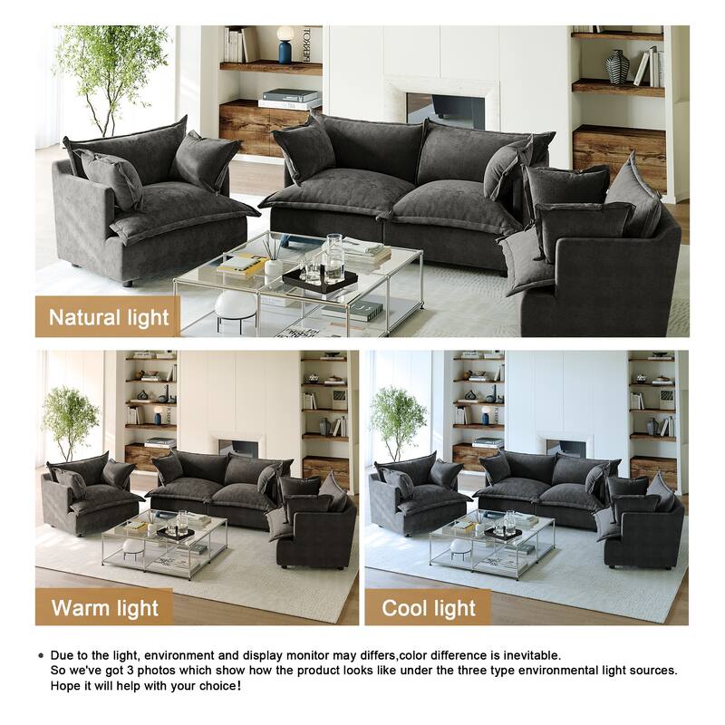 Comfy Cloud Oversized Chenille Modular Sectional Sofa Armchair Set