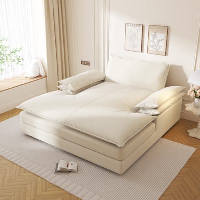 80" Oversized Double Chaise Lounge Chair, Modern Chenille Upholstered Lounge Chair with Wide Armrests, Stylish Living Room Chair
