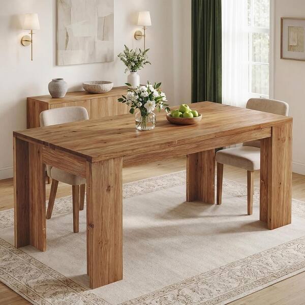 63'' Long Farmhouse Solid Wood Dining Kitchen Dinner Table for 4-6 ...