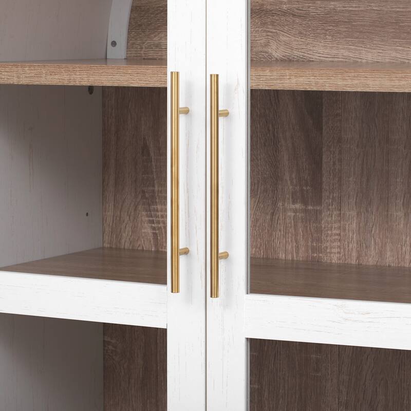 71" Tall Arched Kitchen Pantry Cabinet with Adjustable Shelves and Hidden Drawer for Stylish Storage Solutions