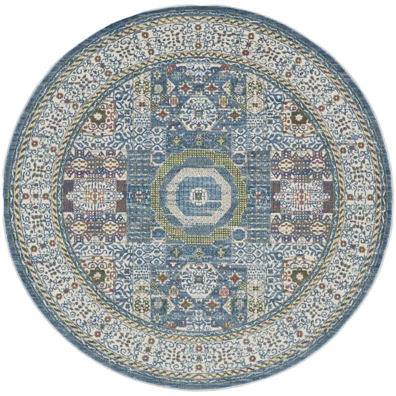 Jili Power Loomed Distressed Geometric Non Skid Area Rug By HomeRoots - 72' X '72' X '0.5