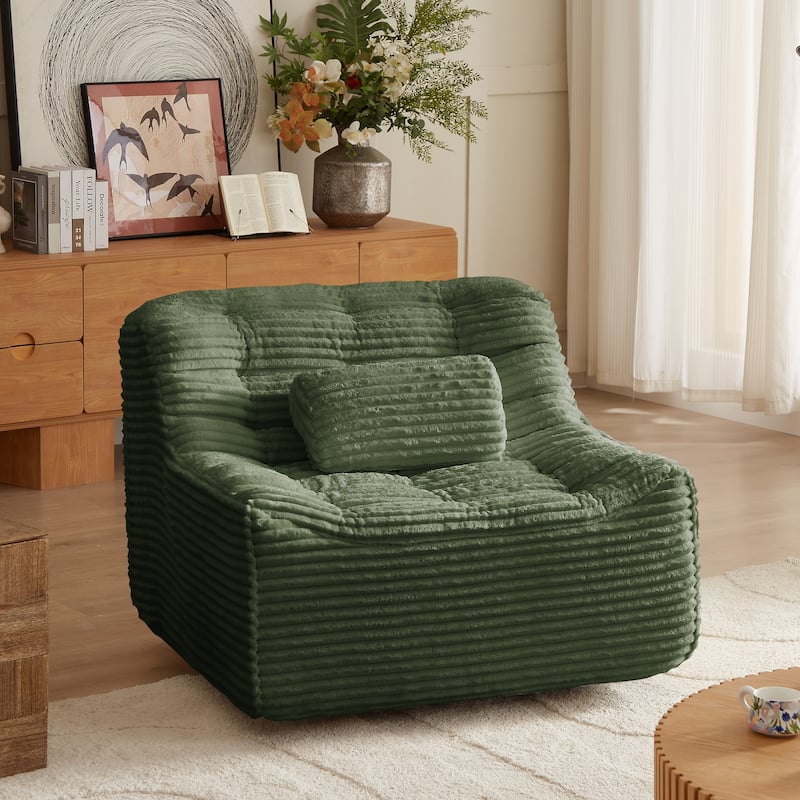 Oversize Swivel Chair Glider Chair with Switchable Head Pillow and Waist Pillow, Soft Plush Lounge Chair Accent Chair