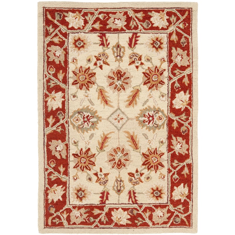 SAFAVIEH Handmade Chelsea Enuta French Country Wool Rug - 2'6" x 4' - Ivory/Rust