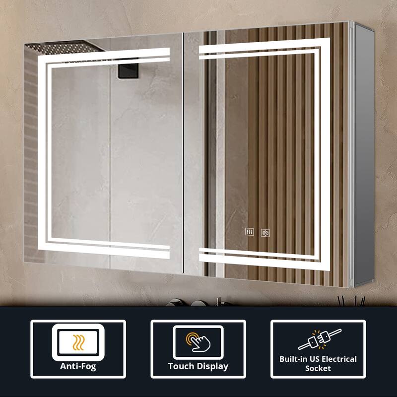 Mesa Surface-Mount LED Mirror Medicine Cabinet with Defogger