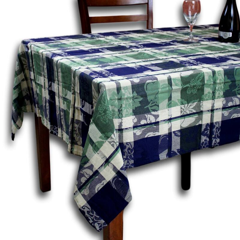 Plaid Jacquard Cotton Delicate Floral Tablecloth Collection
