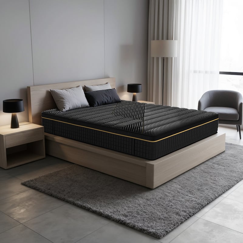 Pocassy 12Inch Mattress Hybrid Mattress Gel Memory Foam & Zone Pocket Coil Support