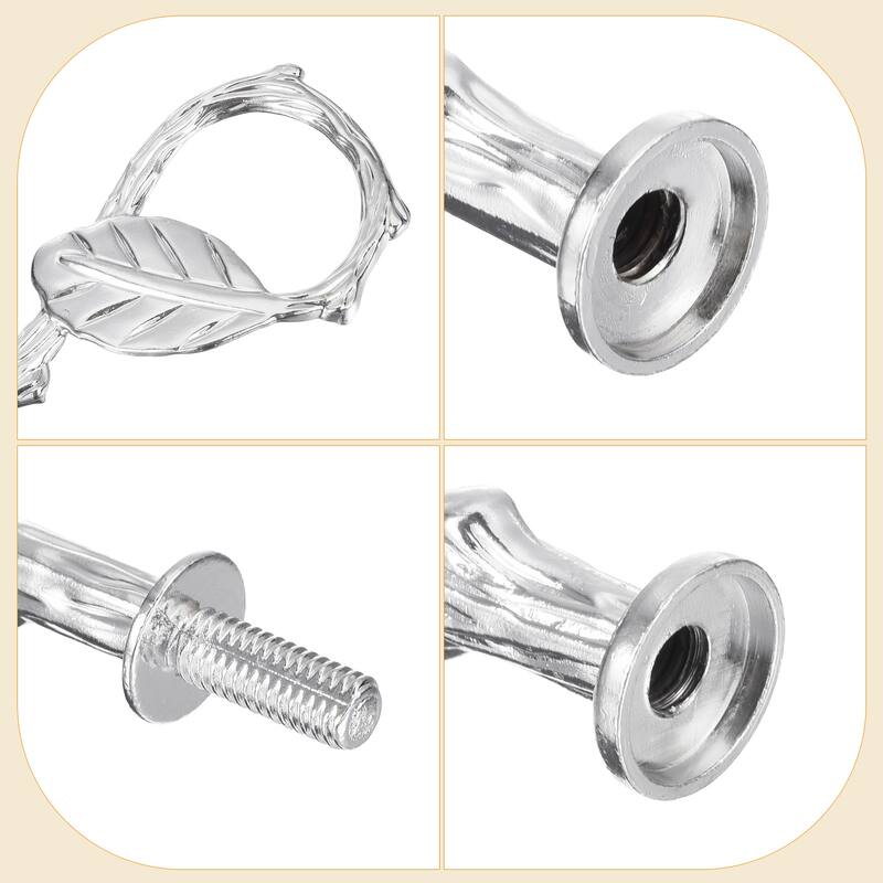 6 Set 3-Tier Cupcake Stand Hardware Fittings for Cake Stand, Leaf Silver - Leaf Silver