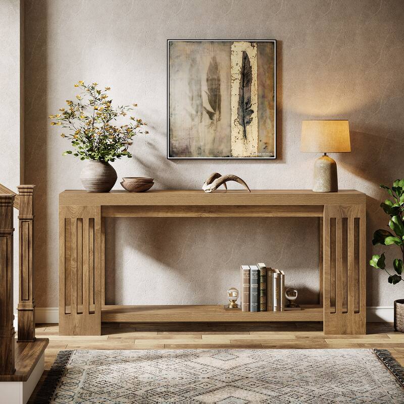 70.9-Inch Console Table, 2-Tier Sofa Table, Long Entryway Table for Living Room, Hallway, Entrance, Foyer