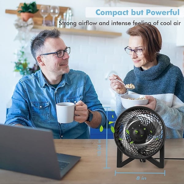 Quiet Desk fan, 8 Inch Powerful Table Fan, Small Bedside Fan with 2