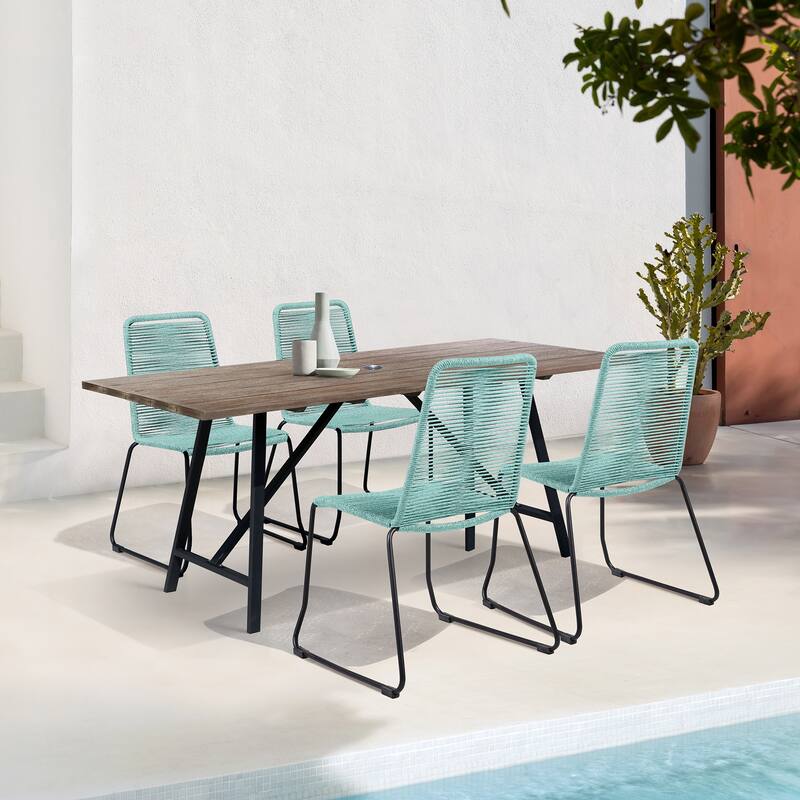 Koala and Shasta Rope and Eucalyptus Wood 5 Piece Outdoor Dining Set