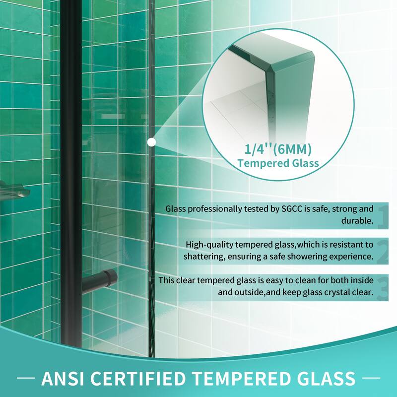 i-Homare 48 in. W x 72 in. H Semi-Frameless Sliding Shower Door, Easy to Install