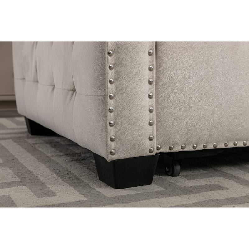 77" Velvet Reversible Sleeper Sofa with Storage Chaise