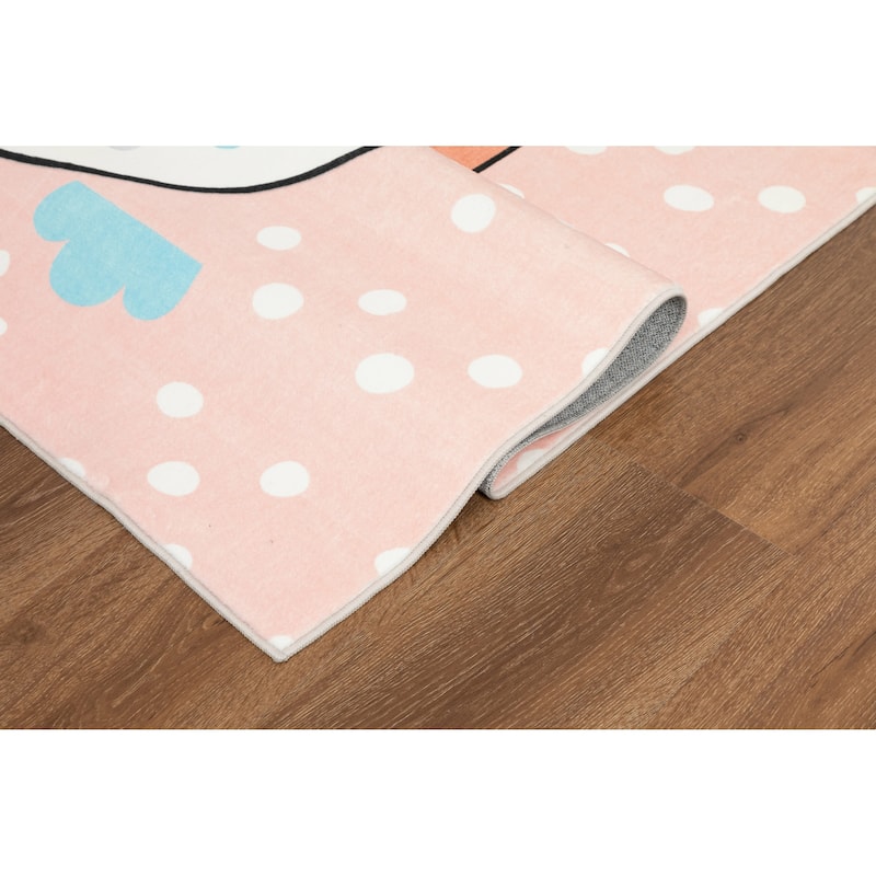 Kids Collection Pink Playful Numbers Design Rug