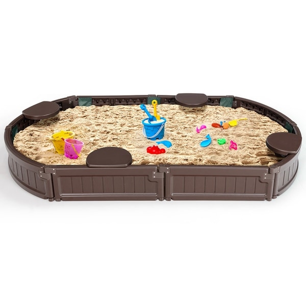 サンドボックス　6台 Costway 6F Wooden Sandbox with Built-in Corner Seat, Cover