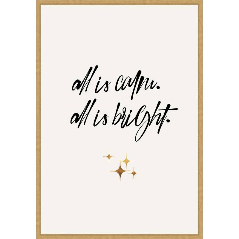 All Is Bright by Eins Kubistika (23 x 33 in.), Framed Canvas Wall Art Print - Sylvie Bright Gold